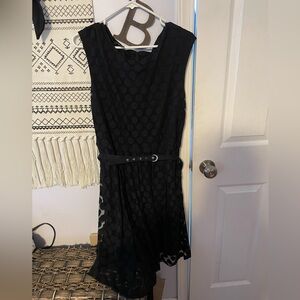 Black polka dot dress